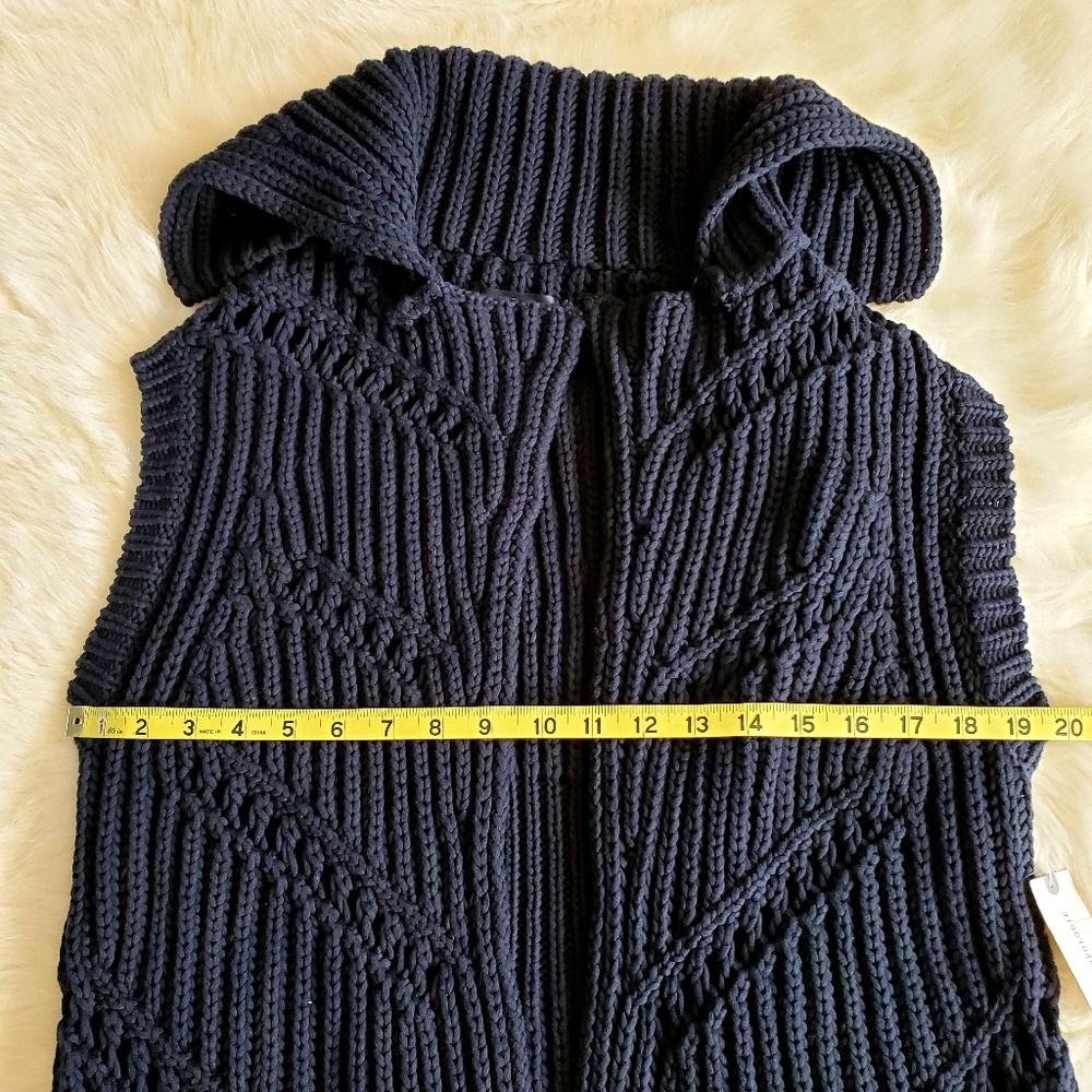 Anthropologie Maeve Cardigan NWT Sleeveless Black White Duster XS/S - Picture 12 of 13